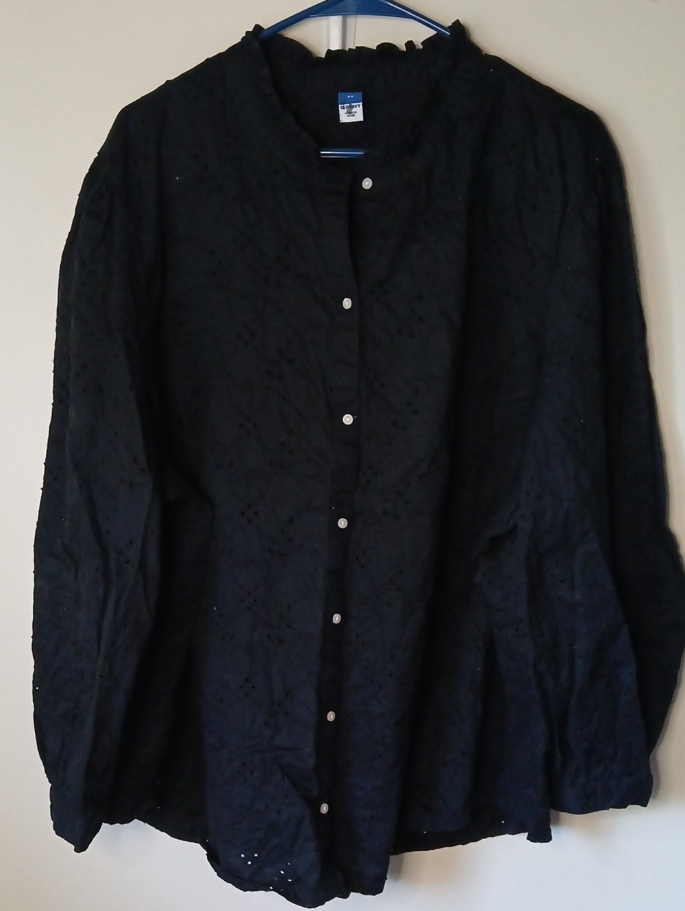 Old Navy Black Eyelet Button-Front Shirt Jacket